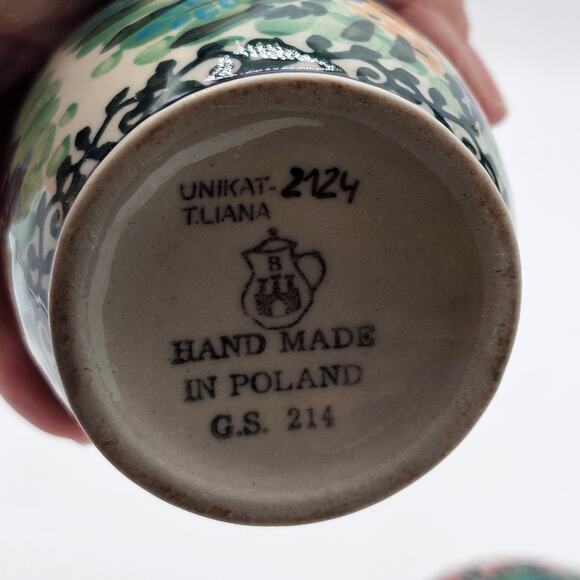 Boleslawiec Stoneware Floral Jar & Lid - Hand Painted Unikat Polish Pottery - Picture 6 of 9